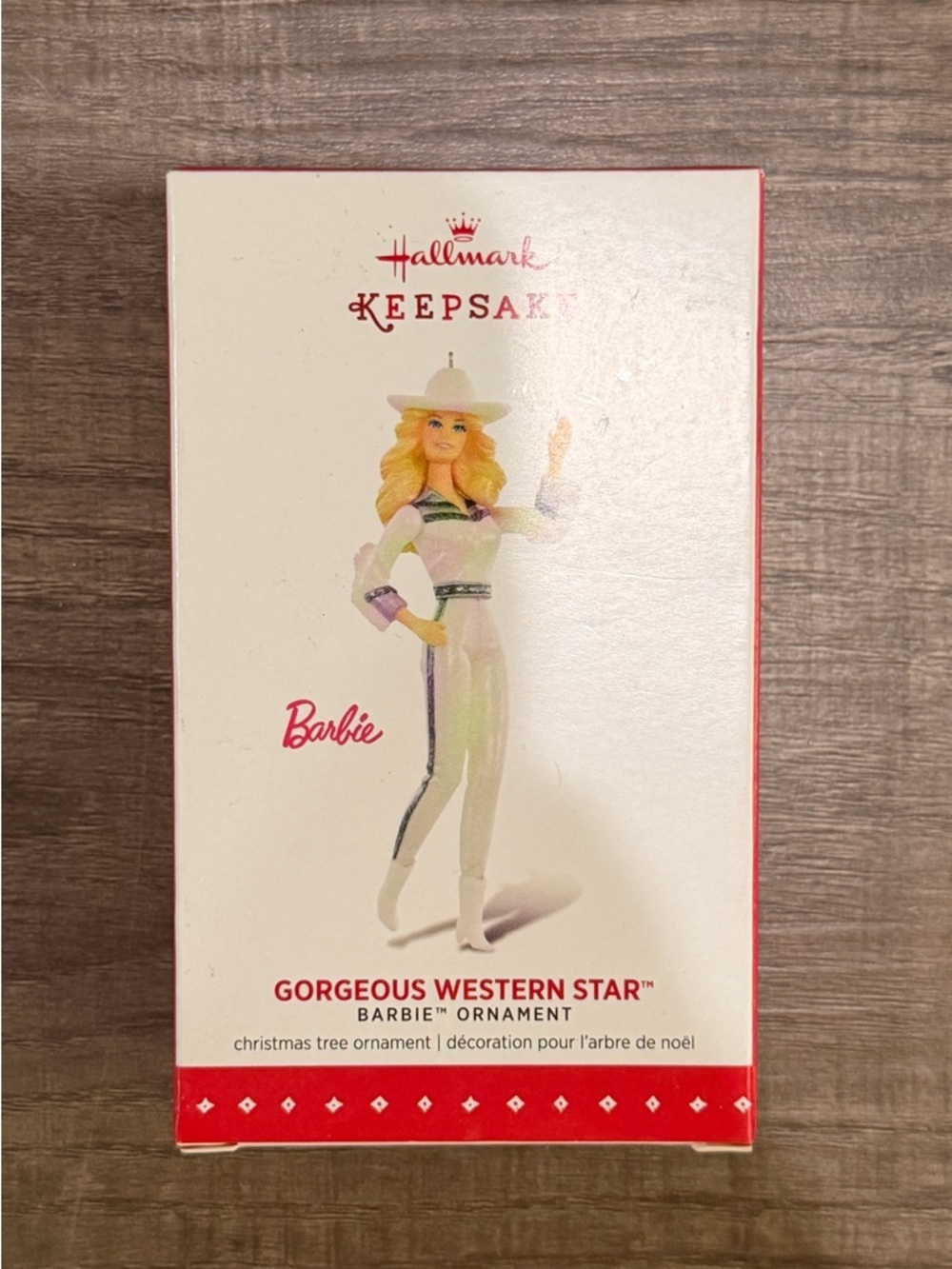 NEW IN BOX Hallmark Keepsake Barbie Gorgeous Western Star Ornament - White